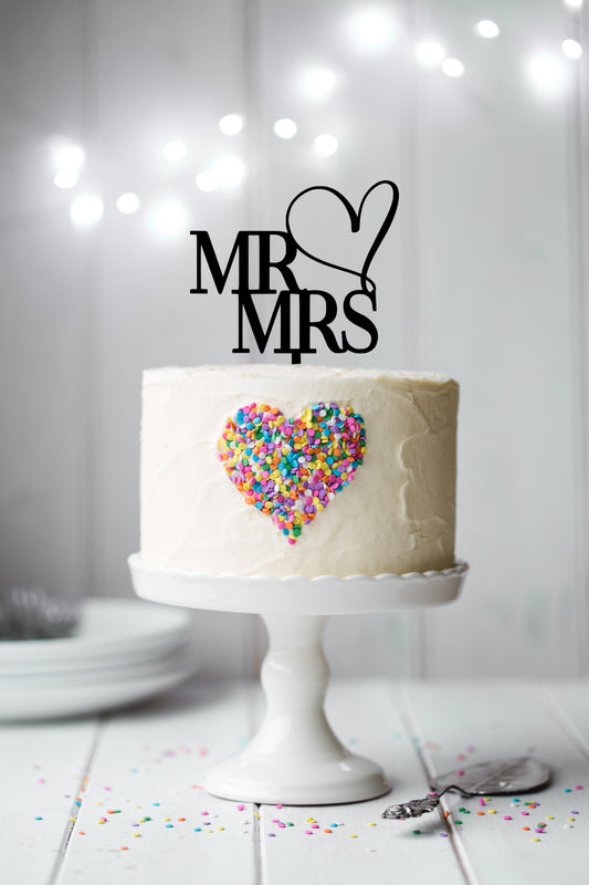 Cake Topper - Mr & Mrs Heart