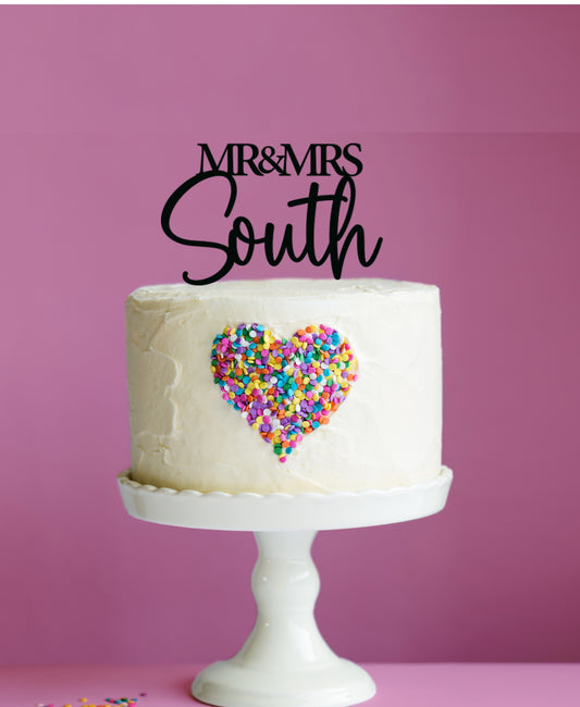 Cake Topper - Mr & Mrs Surname 2