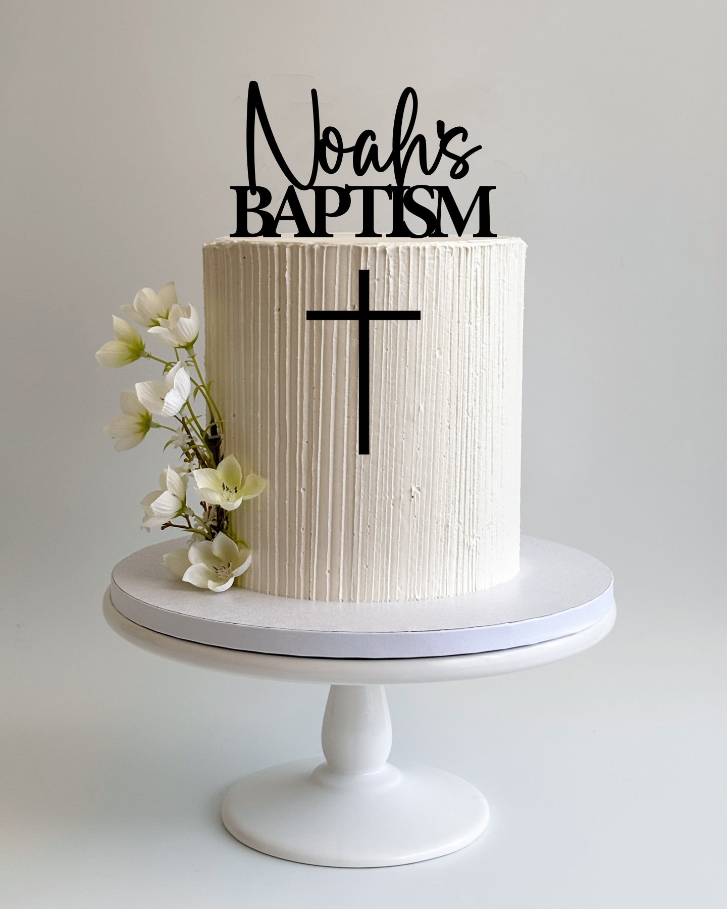 Personalised Name Cake Topper + Cross Front Topper | Baptism | Christening